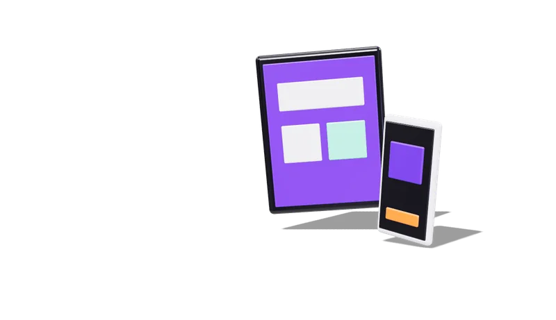 Mobile version — website development stage, 3D illustration