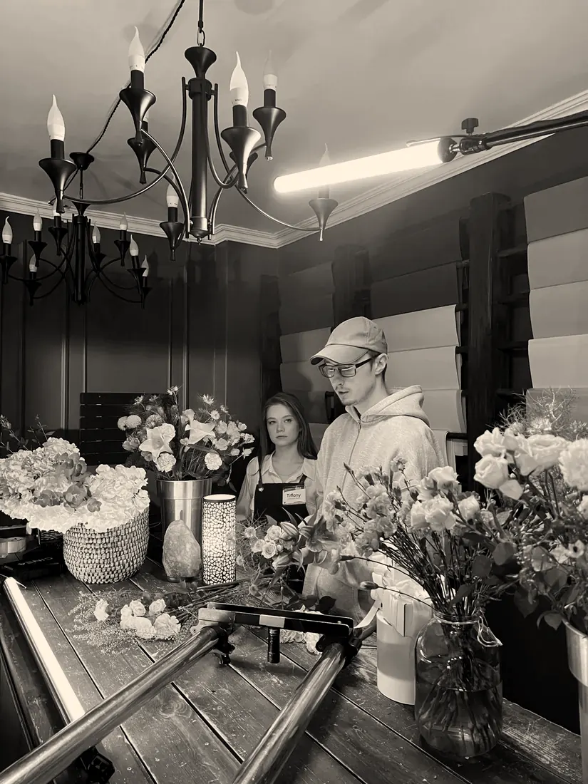 On set at a flower shop — Bairamov Studio